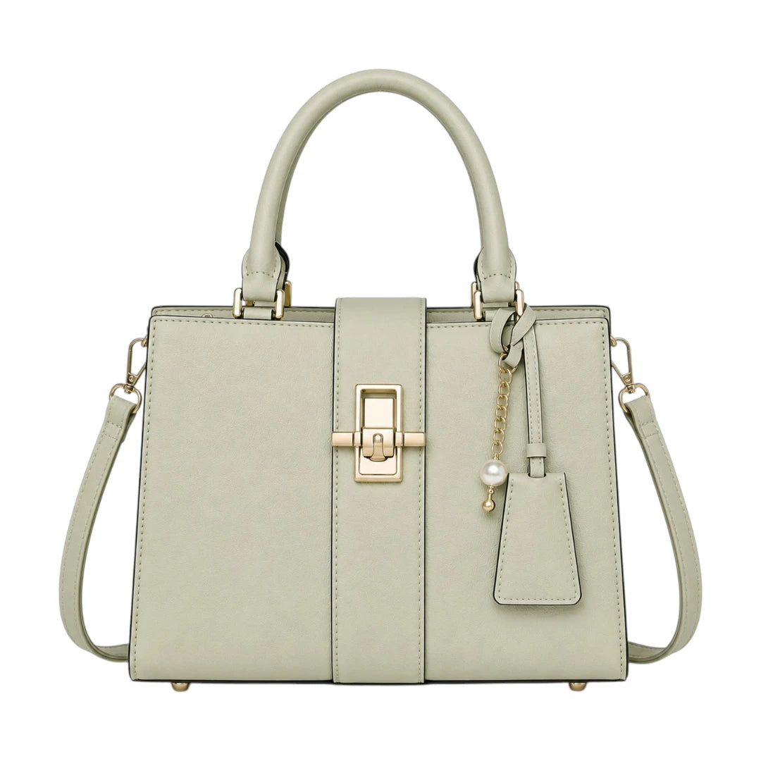 Aveora Green Serena Lock Structured Handbag