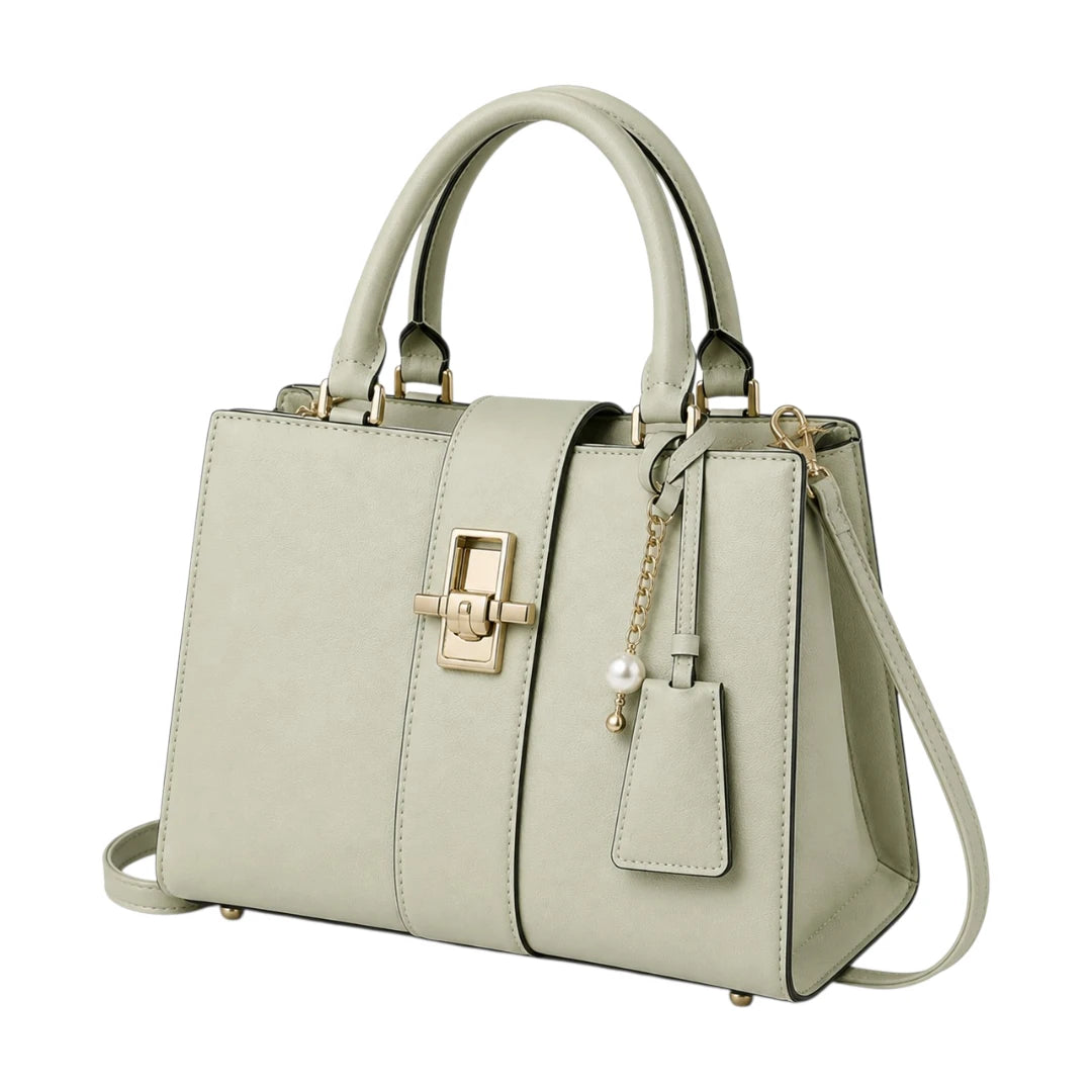 Aveora Green Serena Lock Structured Handbag