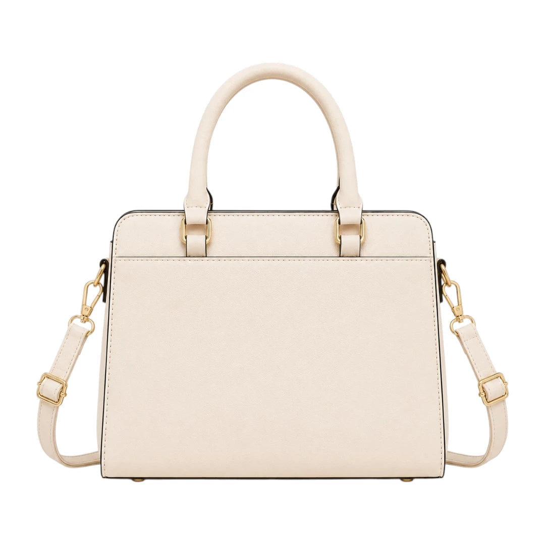 Aveora Ivory Elara Quilted Charm Structured Handbag