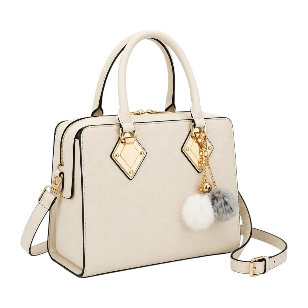 Aveora Ivory Lunara Luxe Structured Handbag