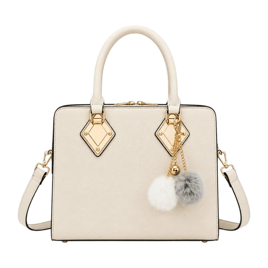 Aveora Ivory Lunara Luxe Structured Handbag